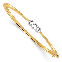 14K Two-tone Holds 0.50 Carat 1-3.8mm and 2-3.4mm Round Stones Hinged Oval Bangle Bracelet Mounting view 1