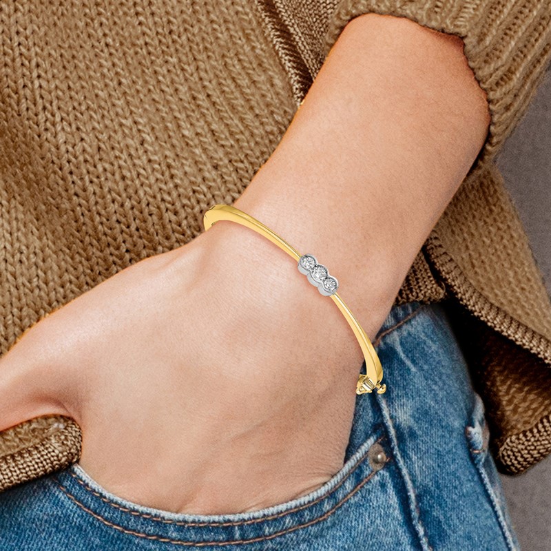 14k Two-Tone Yellow and White Gold 1/4 carat Lab Grown Diamond VS/SI+ G+ Complete Bangle Bracelet