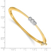 14K Two-tone Complete 3-Stone 0.50 Carat AA Diamond Hinged Oval Bangle Bracelet view 2