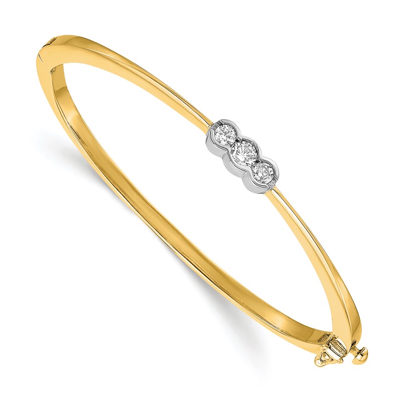 14k Two-Tone Yellow and White Gold 1/4 carat Lab Grown Diamond VS/SI+ G+ Complete Bangle Bracelet