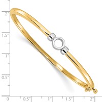 14K Two-tone Holds 0.50 Carat 5.0mm Round Stone Hinged Oval Bangle Bracelet Mounting view 3