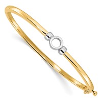 14K Two-tone Holds 0.50 Carat 5.0mm Round Stone Hinged Oval Bangle Bracelet Mounting view 1