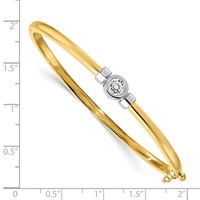 14K Two-tone Complete 0.5 Carat Aaa Diamond Hinged Oval Bangle Bracelet view 2