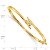 14K Yellow Gold Holds 0.33 Carat 3-3.0mm Round Stones Hinged Oval Bangle Bracelet Mounting view 2