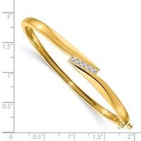 14K Complete 5-Stone 1 3 Carat Aaa Diamond Hinged Oval Bangle Bracelet view 2