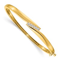 14K Complete 5-Stone 1 3 Carat Aaa Diamond Hinged Oval Bangle Bracelet view 1