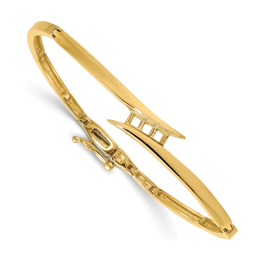 14K Complete 3-Stone 1 4 Carat VS Diamond Hinged Bangle Bracelet