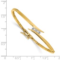 14K Yellow Gold Complete 3-Stone 0.25 Carat AA Diamond Hinged Bangle Bracelet view 2