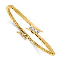 14K Yellow Gold Complete 3-Stone 0.25 Carat AA Diamond Hinged Bangle Bracelet view 1
