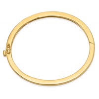 14K 3.6mm Yellow Gold Polished Solid Hinged Oval Bangle Bracelet view 2