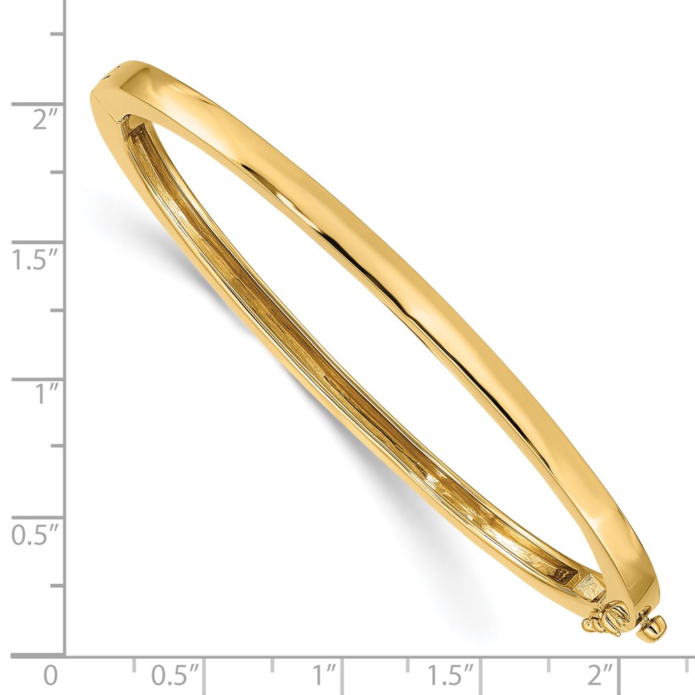 14k 3.6mm Polished Solid Hinged Oval Bangle Bracelet (XB247)