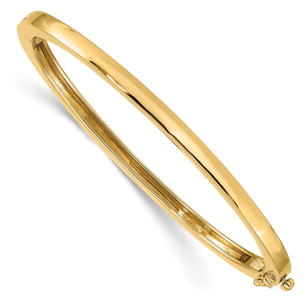 14k 3.6mm Polished Solid Hinged Oval Bangle Bracelet (XB247)