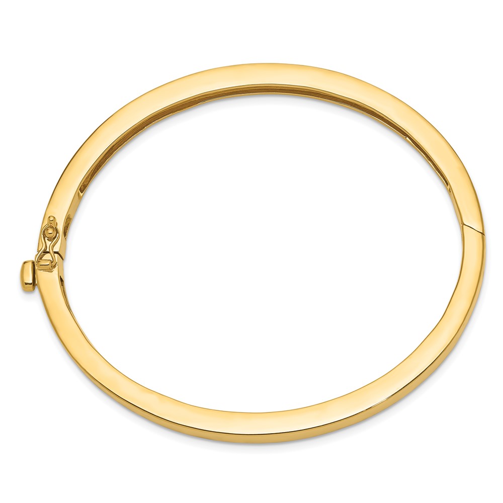 14k 5.3mm Polished Solid Hinged Oval Bangle Bracelet (XB248)