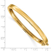 14K 5.3mm Yellow Gold Polished Solid Hinged Oval Bangle Bracelet view 3