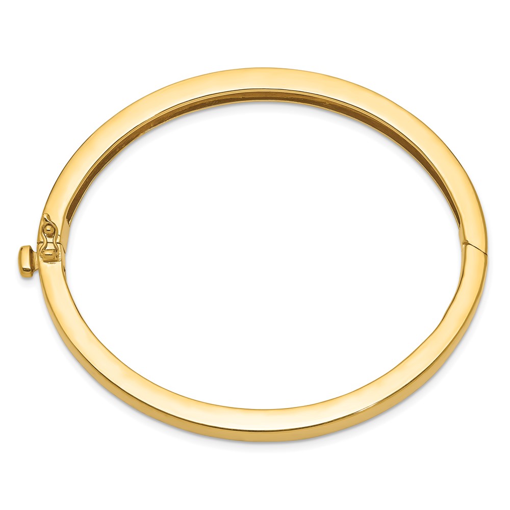 14k 6.3mm Polished Solid Hinged Oval Bangle Bracelet (XB249)