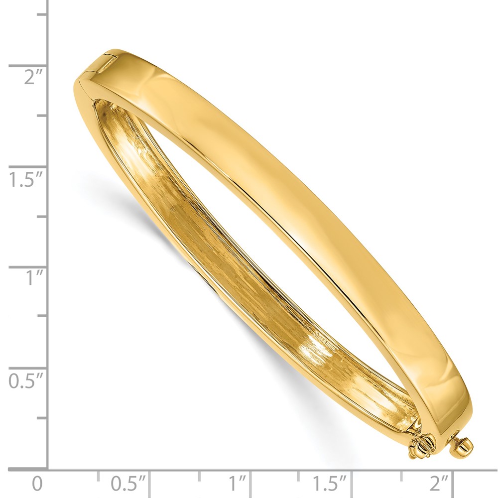 14k 6.3mm Polished Solid Hinged Oval Bangle Bracelet (XB249)