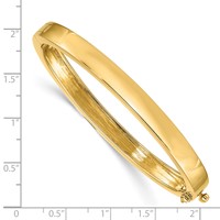 14K 6.3mm Yellow Gold Polished Solid Hinged Oval Bangle Bracelet view 3