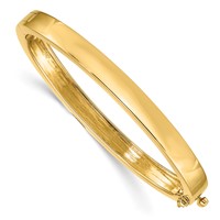 14K 6.3mm Yellow Gold Polished Solid Hinged Oval Bangle Bracelet view 1