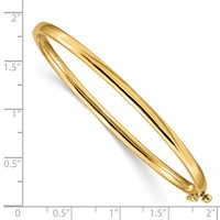 14K 3.6mm Polished Solid Hinged Oval Bangle Bracelet view 3