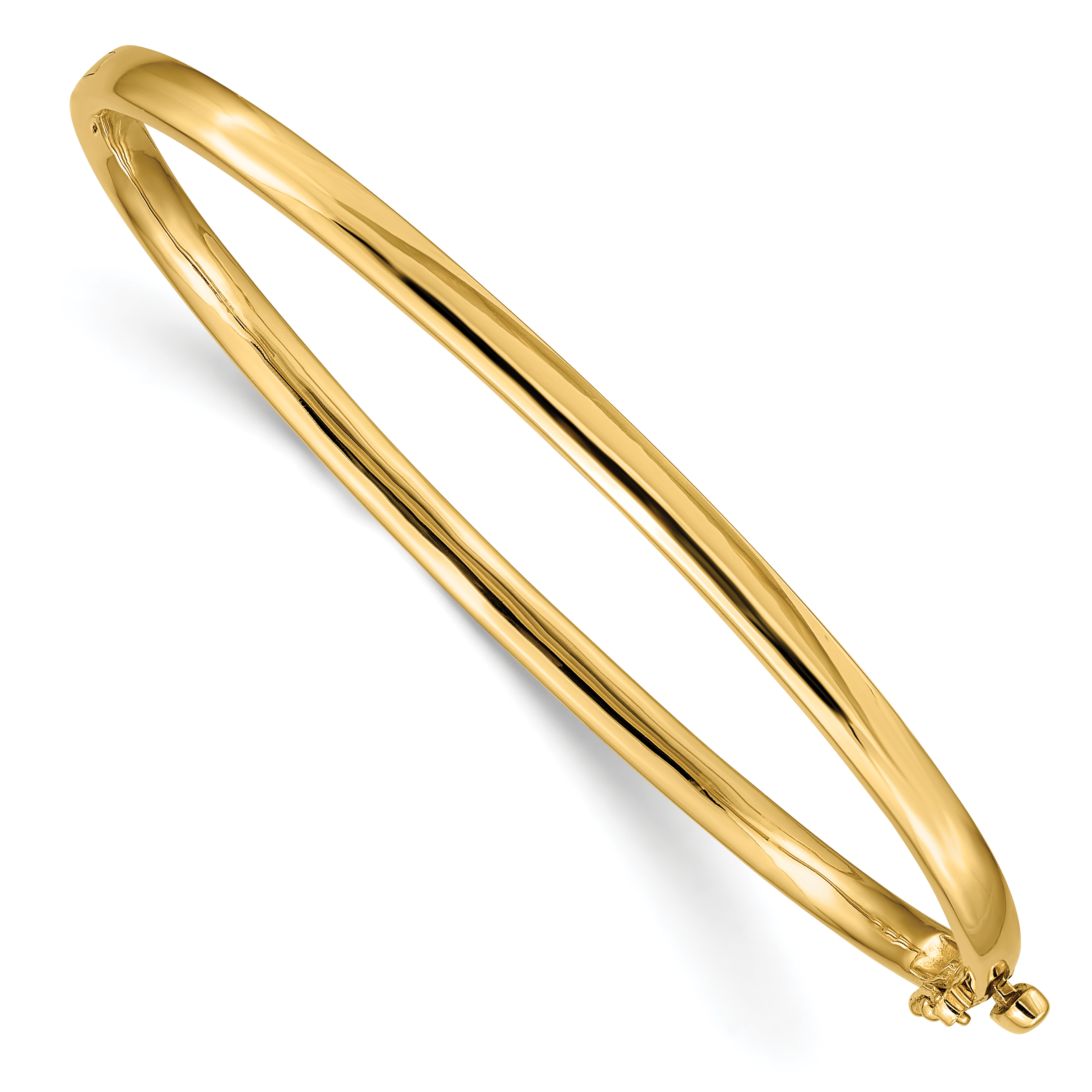 14k 3.6mm Polished Solid Hinged Oval Bangle Bracelet (XB251)