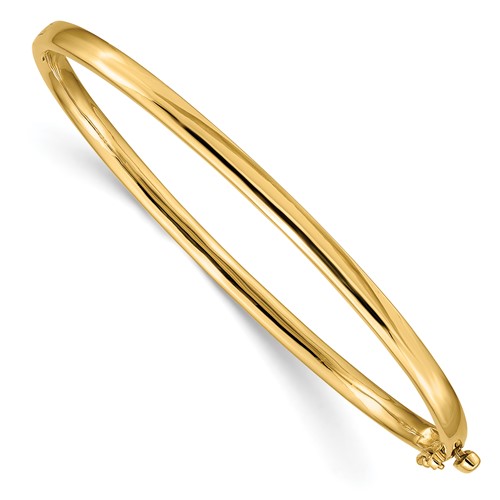 14K 3.6mm Yellow Gold Polished Solid Hinged Oval Bangle Bracelet