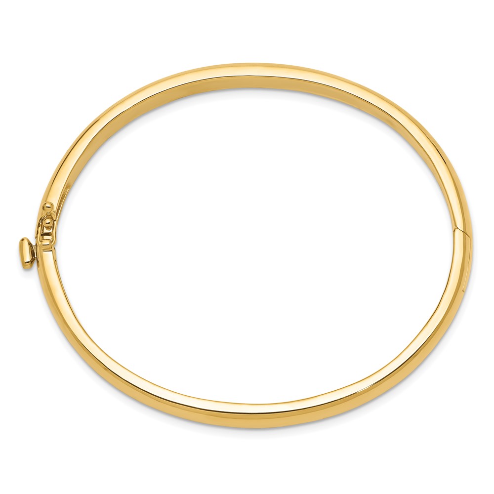 14k 5.6mm Polished Solid Hinged Oval Bangle Bracelet (XB252)