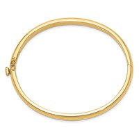 14K 5.6mm Yellow Gold Polished Solid Hinged Oval Bangle Bracelet view 2