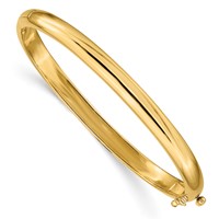 14K 5.6mm Yellow Gold Polished Solid Hinged Oval Bangle Bracelet view 1