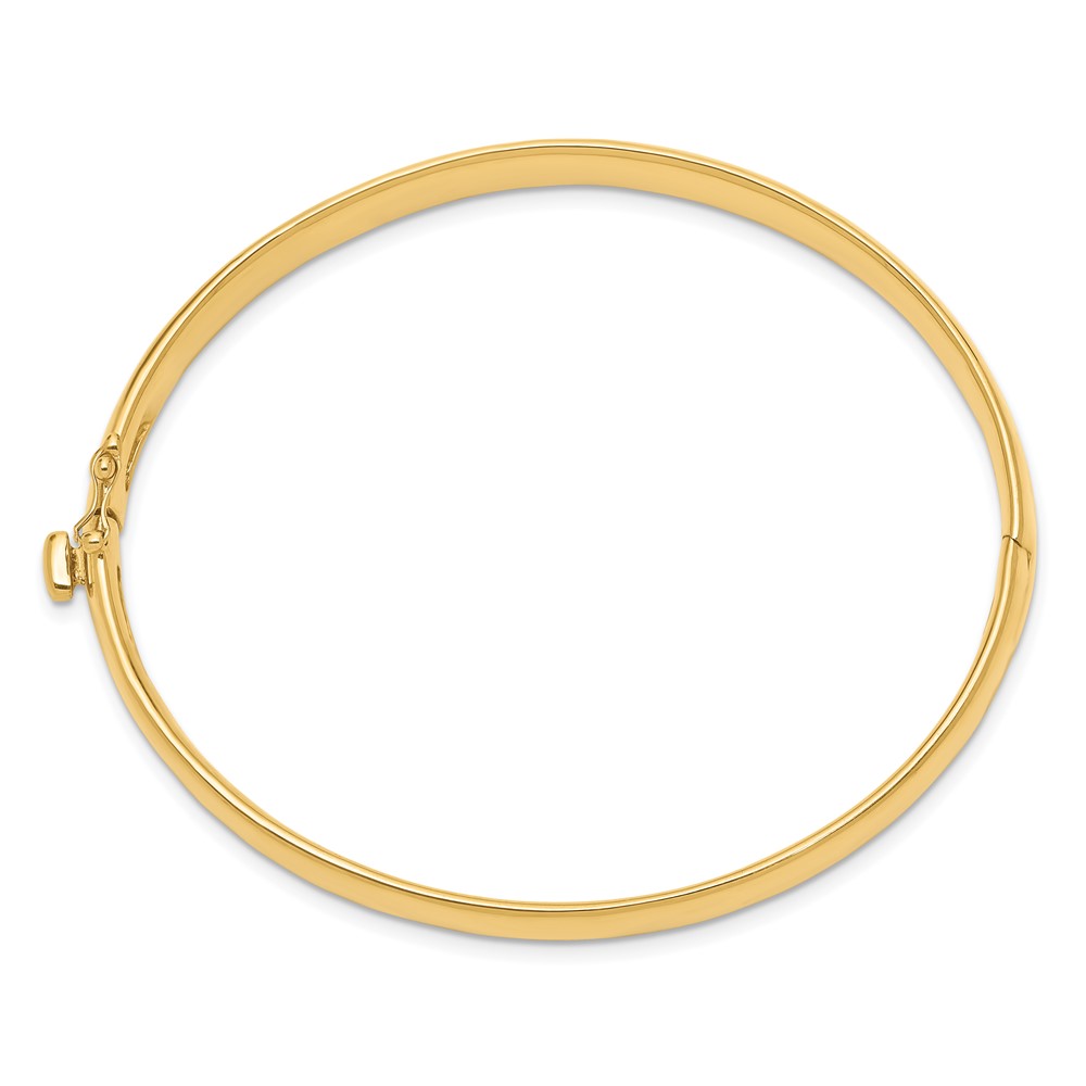 14k 6.4mm Polished Solid Hinged Oval Bangle Bracelet (XB253)
