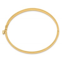 14K 6.4mm Yellow Gold Polished Solid Hinged Oval Bangle Bracelet view 2