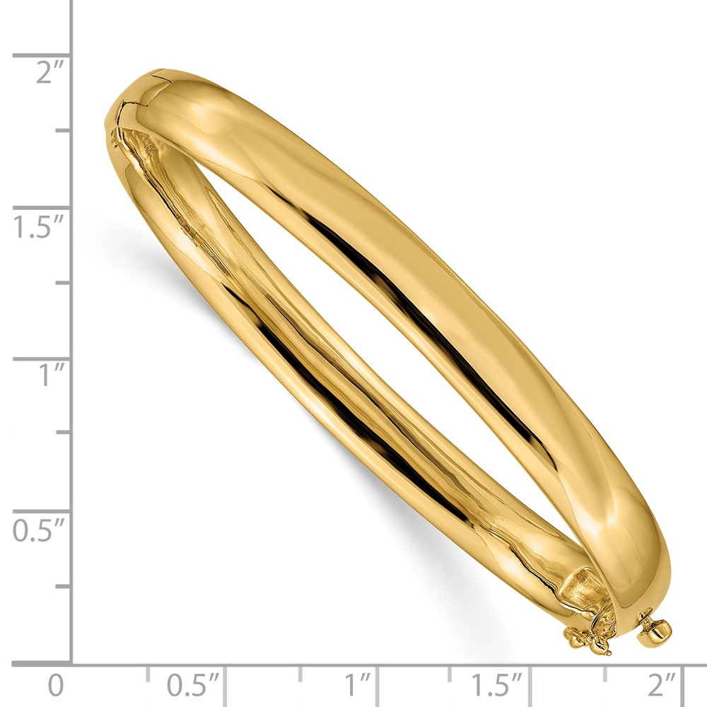 14k 6.4mm Polished Solid Hinged Oval Bangle Bracelet (XB253)