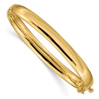 14K 6.4mm Yellow Gold Polished Solid Hinged Oval Bangle Bracelet view 1
