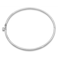 14K White Gold 3.6mm Polished Solid Hinged Oval Bangle Bracelet view 2