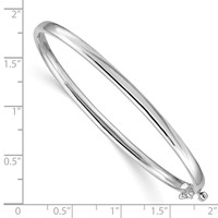 14K White Gold 3.6mm Polished Solid Hinged Oval Bangle Bracelet view 3