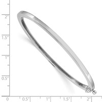 14K White Gold 2.5mm Polished Solid Hinged Oval Bangle Bracelet view 3