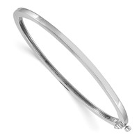 14K White Gold 2.5mm Polished Solid Hinged Oval Bangle Bracelet view 1