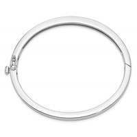 14K White Gold 5.3mm Polished Solid Hinged Oval Bangle Bracelet view 2