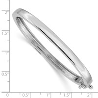 14K White Gold 5.3mm Polished Solid Hinged Oval Bangle Bracelet view 3