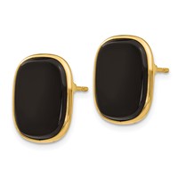 14K Yellow Gold 17x15mm Black Onyx Post Earrings view 2