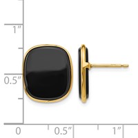 14K Yellow Gold 17x15mm Black Onyx Post Earrings view 4
