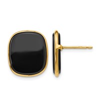 14K Yellow Gold 17x15mm Black Onyx Post Earrings view 1