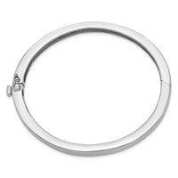 14K White Gold 6.3mm Polished Solid Hinged Oval Bangle Bracelet view 2