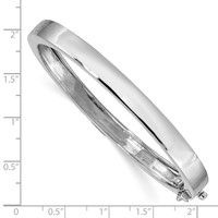 14K White Gold 6.3mm Polished Solid Hinged Oval Bangle Bracelet view 3