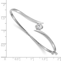14K White Gold Complete 0.375 Carat Oval VS Diamond Hinged Oval Bangle Bracelet view 2