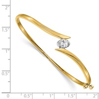 14K Two-tone Complete 3 8 Carat Oval Aaa Diamond Hinged Oval Bangle Bracelet view 2
