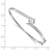14K White Gold Complete 0.75 Carat Emerald-cut Aaa Diamond Hinged Oval Bangle Bracelet view 2