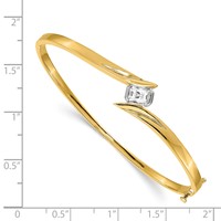 14K Two-tone Complete 0.75 Carat Emerald-cut Aaa Diamond Hinged Oval Bangle Bracelet view 2