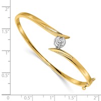 14K Two-tone Complete 0.25 Carat a Diamond Hinged Oval Bangle Bracelet view 2