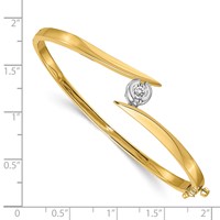 14K Two-tone Complete 1 2 Carat VS Diamond Hinged Oval Bangle Bracelet view 3