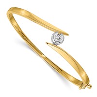 14K Two-tone Complete 1 2 Carat VS Diamond Hinged Oval Bangle Bracelet view 1